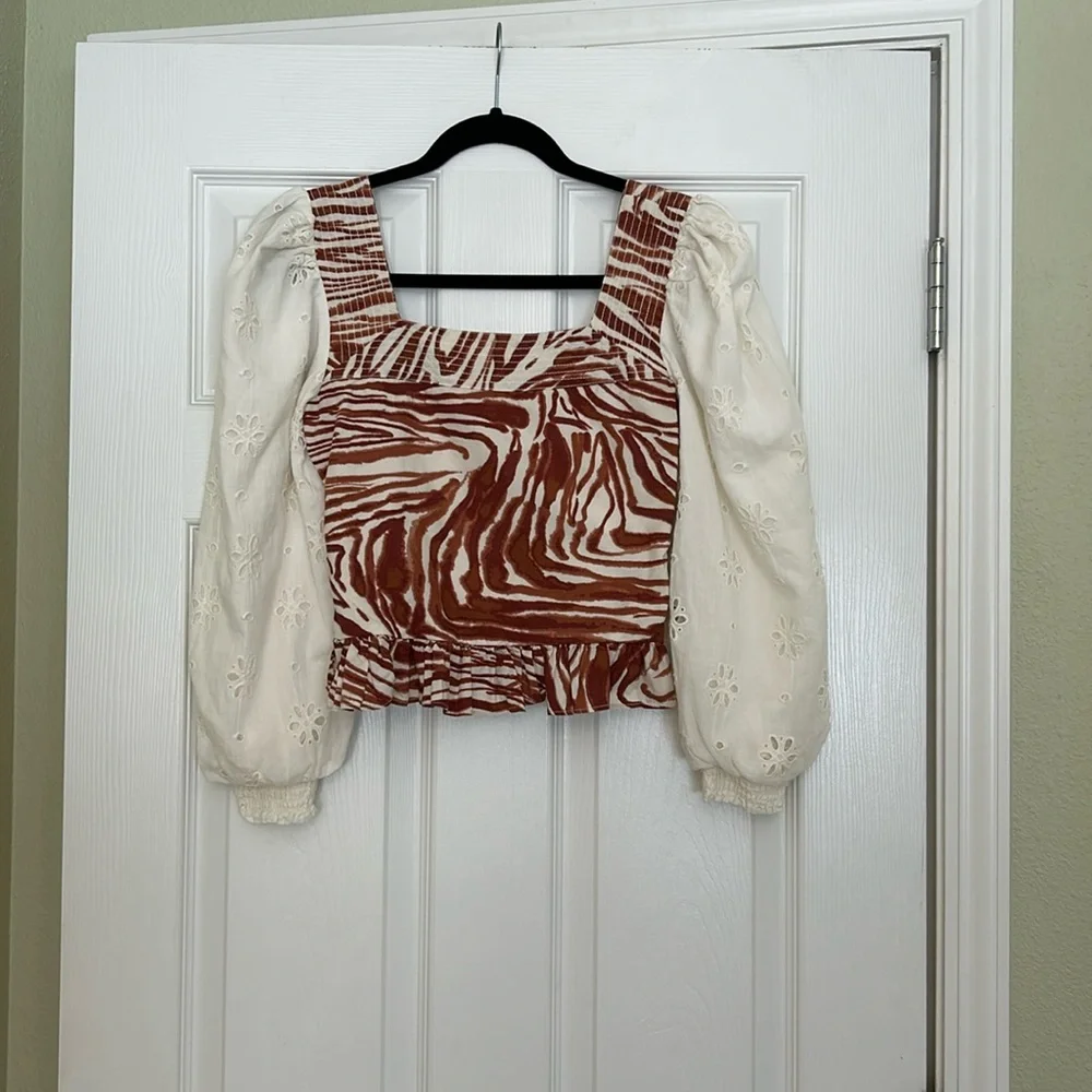 Love the Label Smocked Puff-Sleeve Blouse